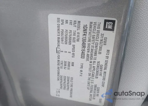 2008 Chevrolet Tahoe Ltz z USA, uszkodzony, nr VIN 1GNFK13048R164033